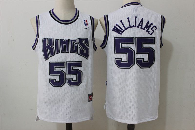 Men Sacramento Kings #55 Williams White Throwback NBA Jerseys->sacramento kings->NBA Jersey